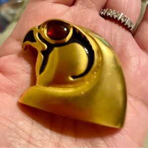 Metropolitan Museum of Modern Art - Rare Egyptian Falcon Brooch with Red Accent